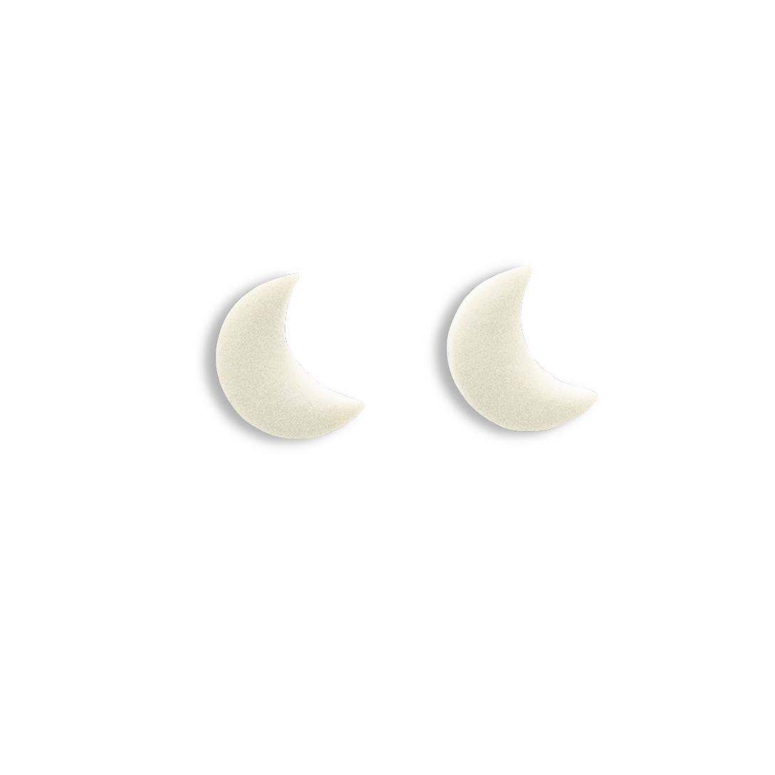 Crescent Moon Studs, Cloud Dancer