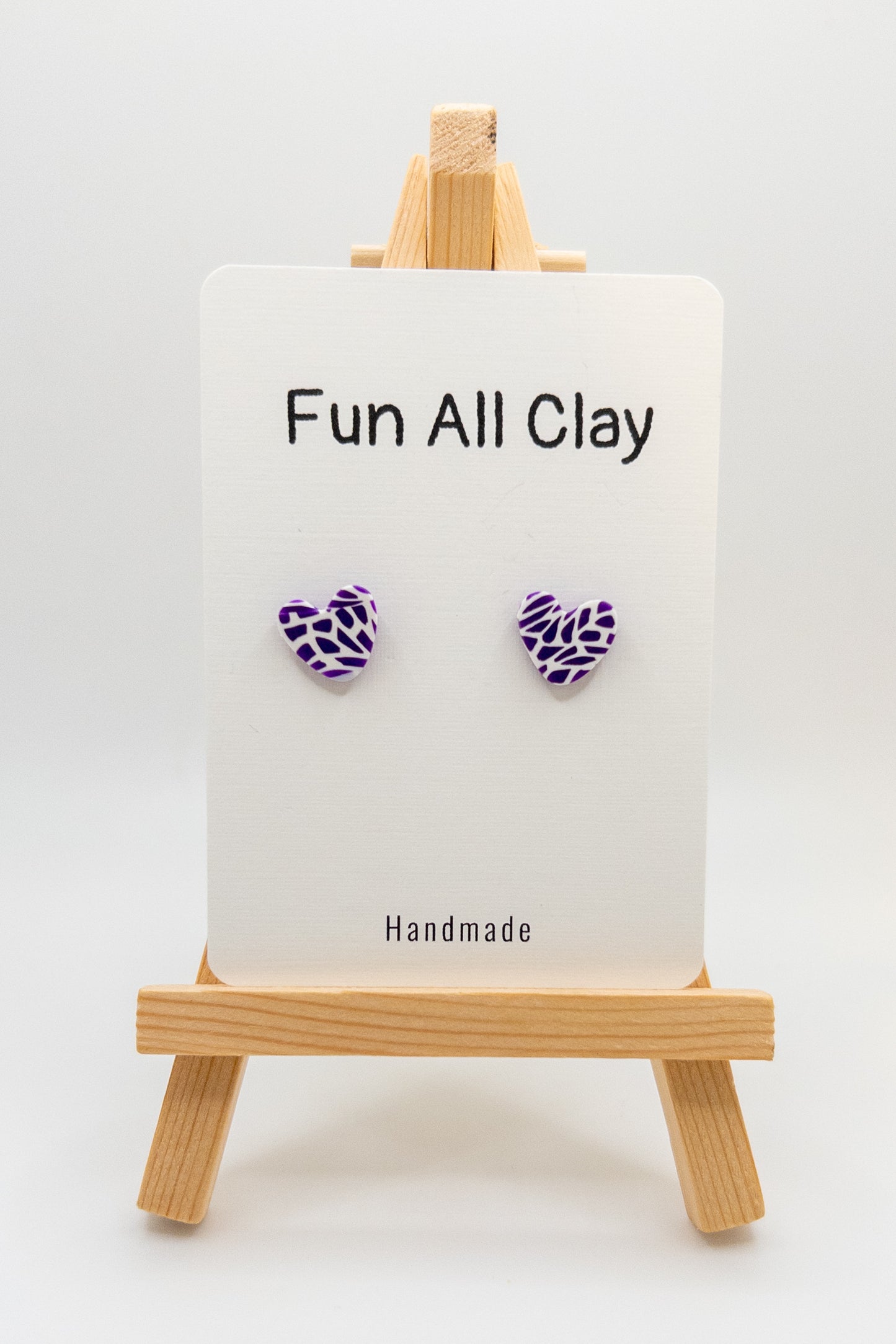 Baldwin Purple and White Mosaic Mini Heart Stud
