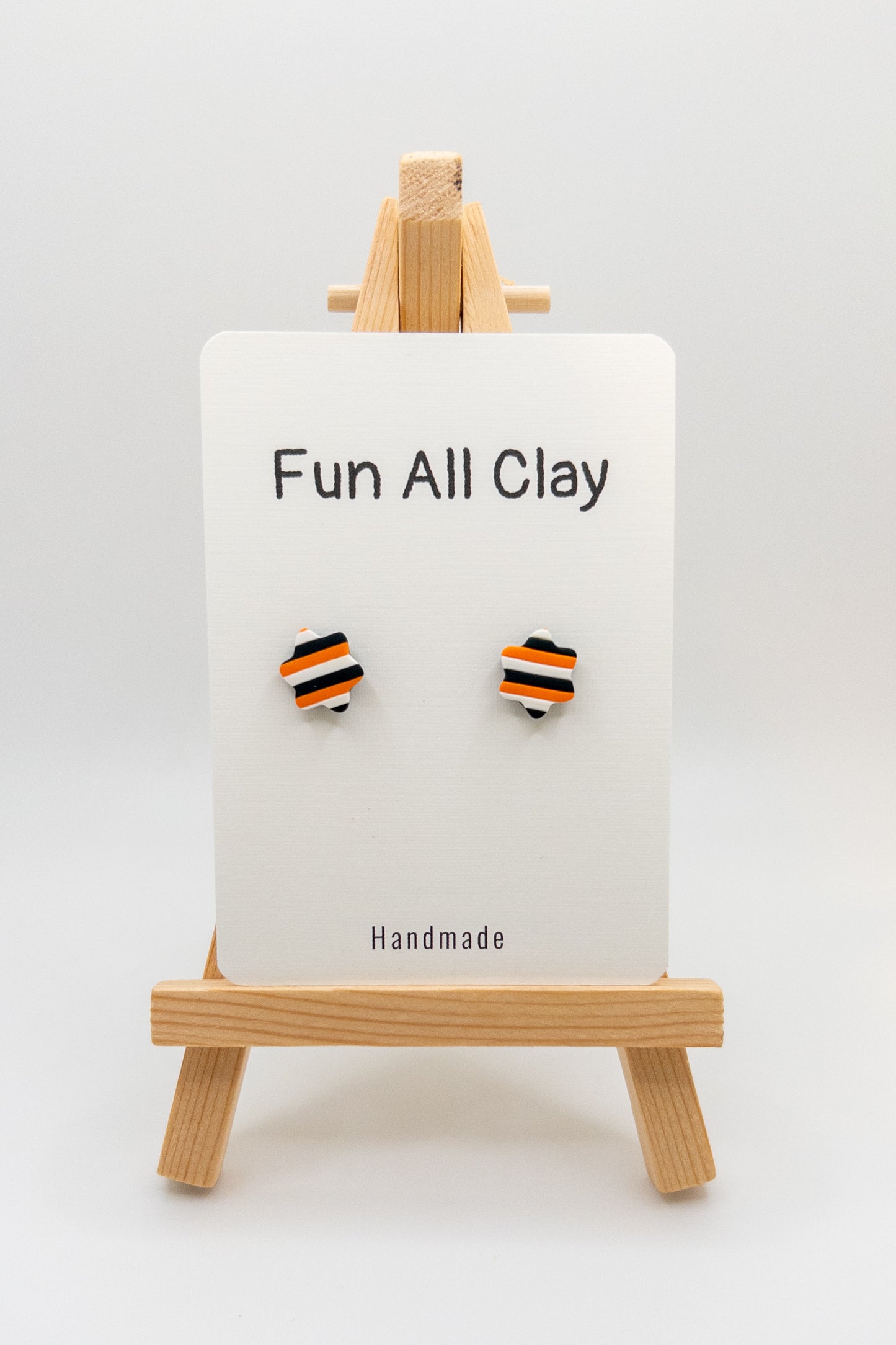 Bethel Park Orange, Black and White Striped Mini Flower Stud