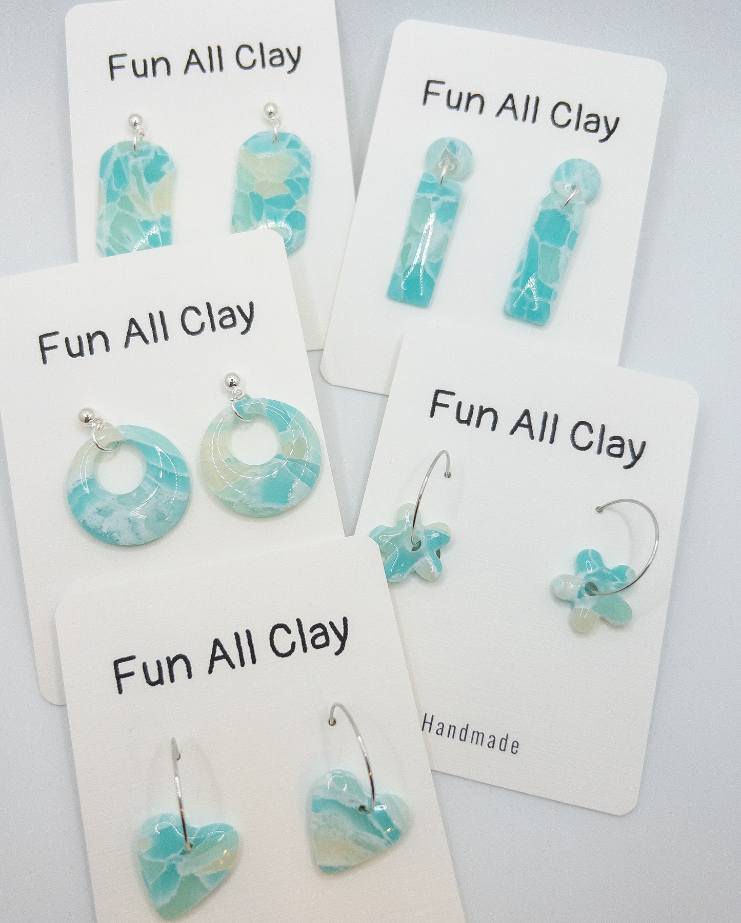 Aqua Blue Sea Glass Elongated Octagon Dangle