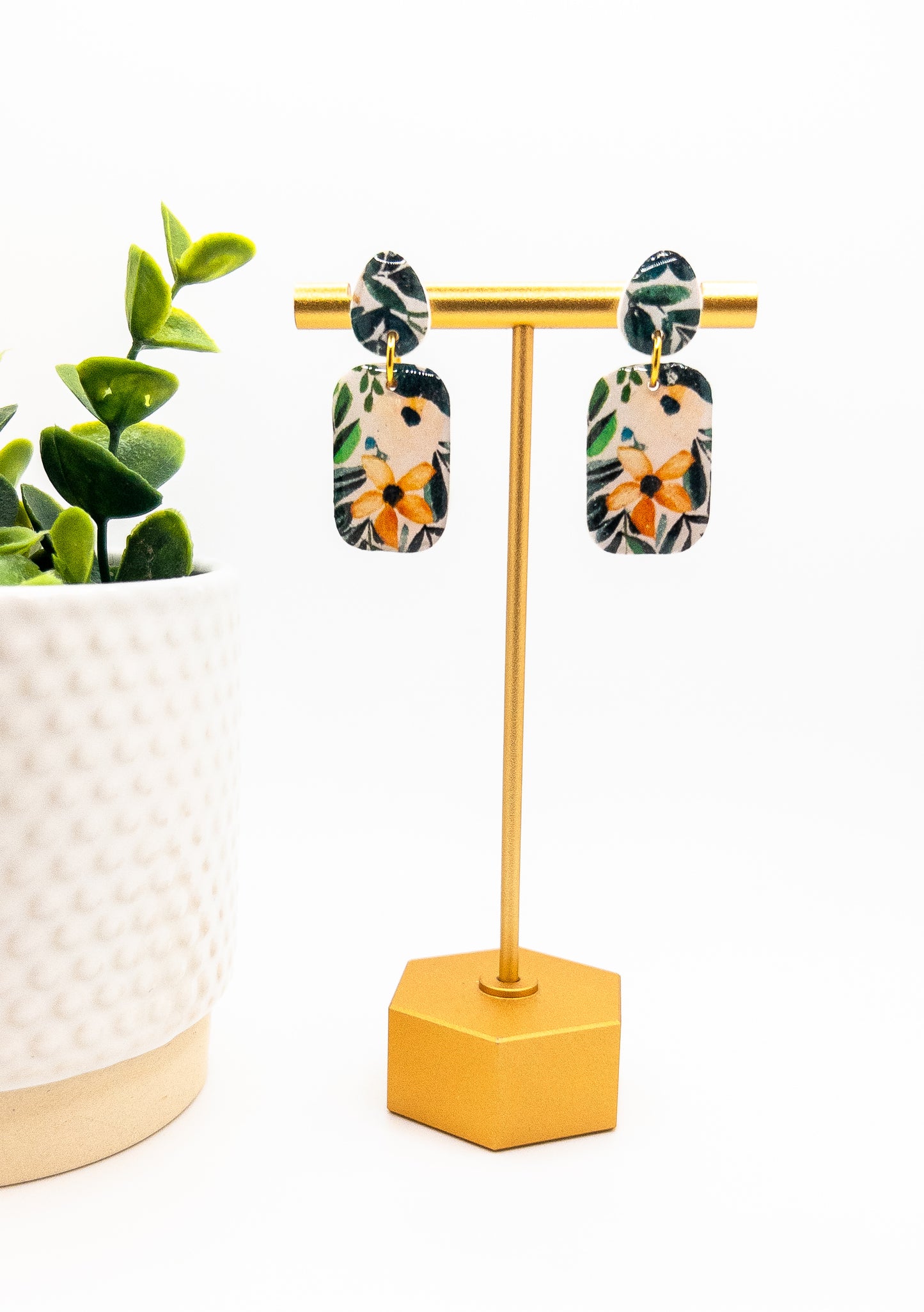 Golden Wild Bloom Mini Teardrop and Octagon Dangle