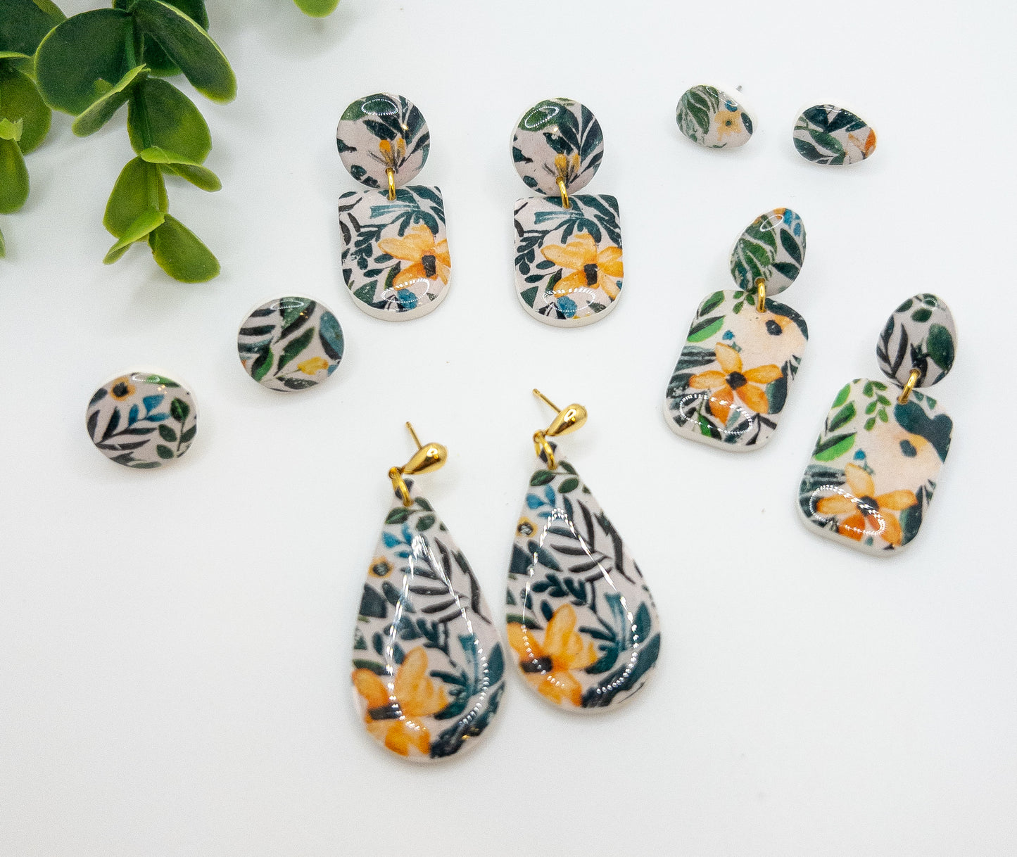 Golden Wild Bloom Mini Teardrop and Octagon Dangle