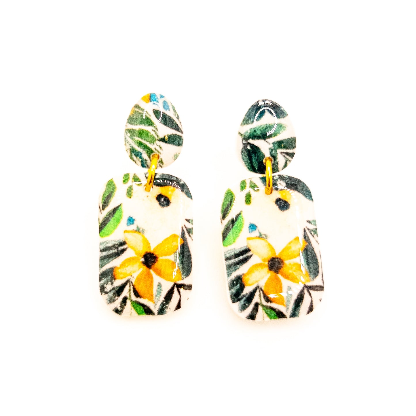 Golden Wild Bloom Mini Teardrop and Octagon Dangle