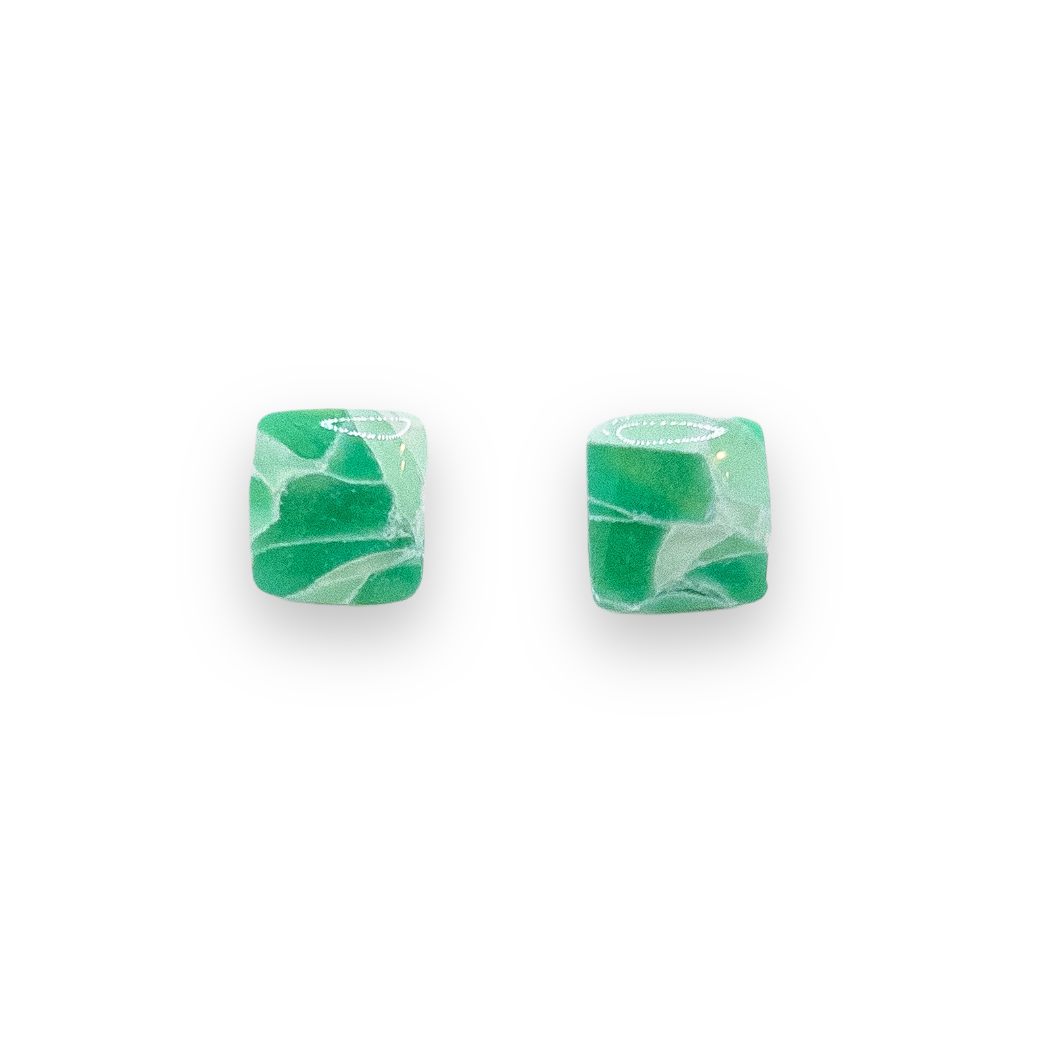 Emerald Current Sea Glass Square Stud
