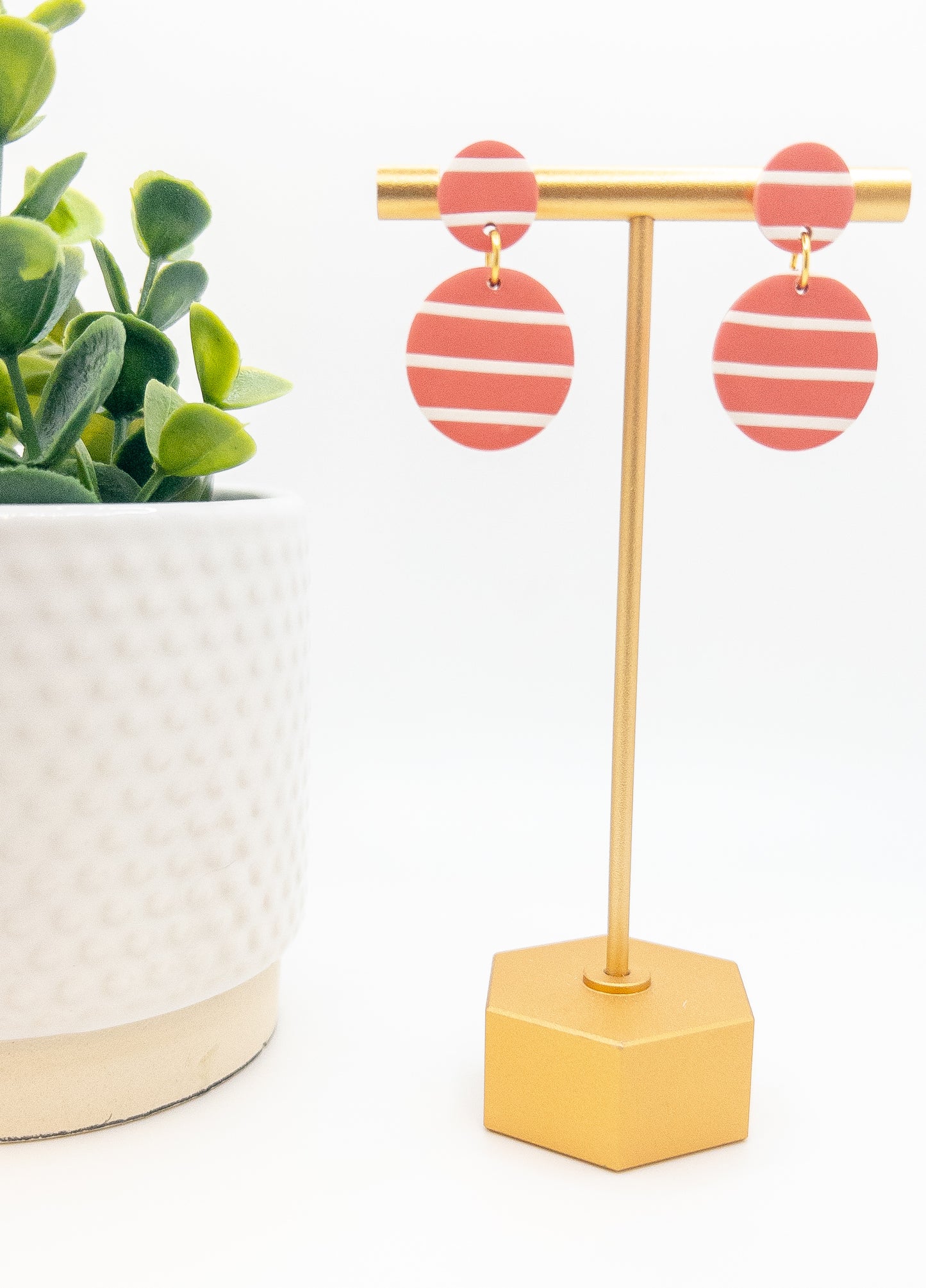 Coral Stripe Double Circle