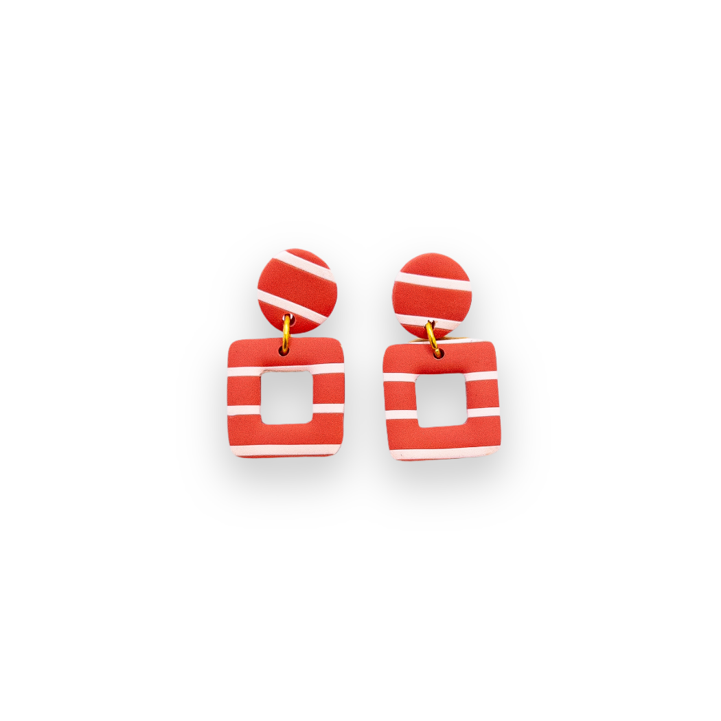 Coral Stripe Circle and Square Donut