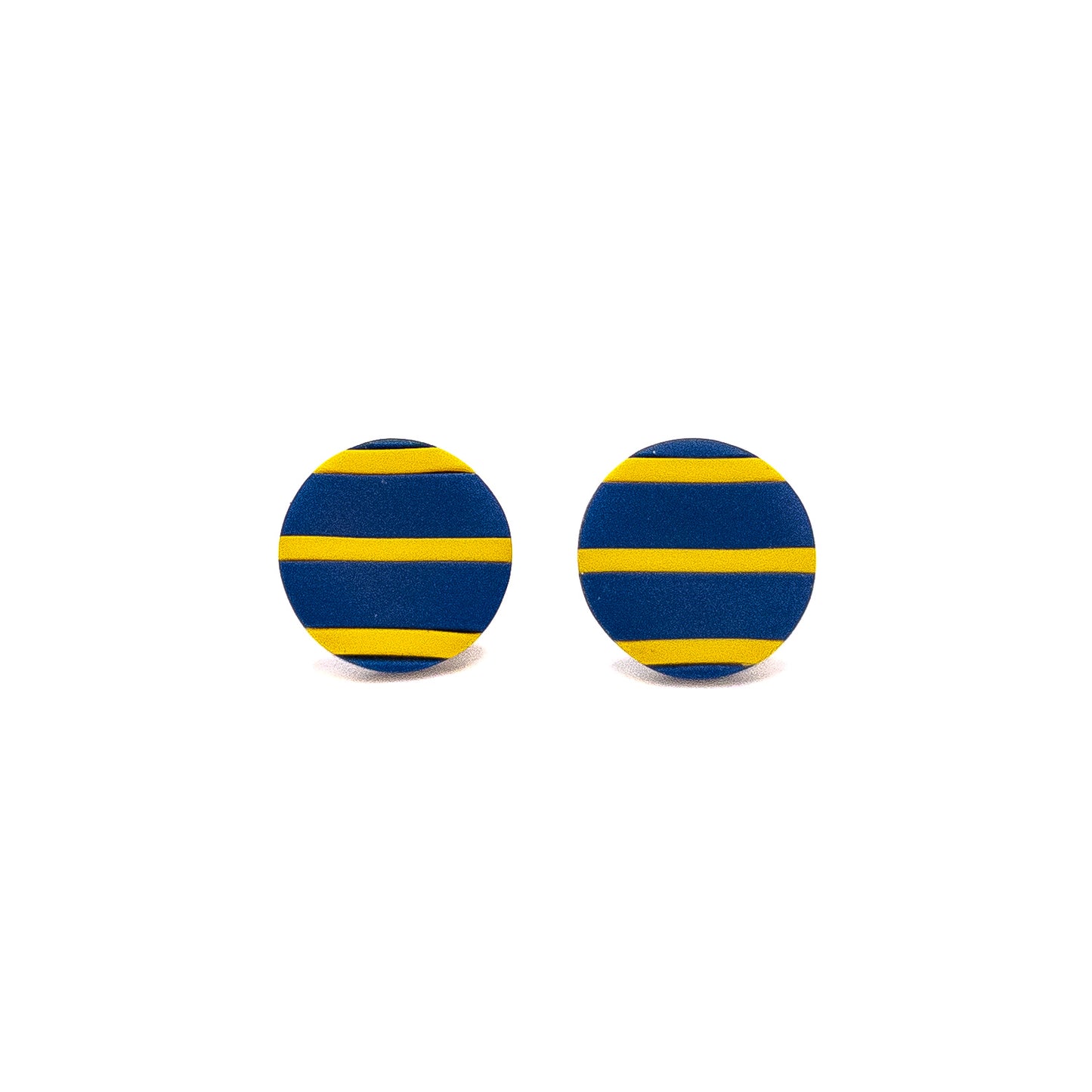 Blue and Yellow Striped Circle Stud