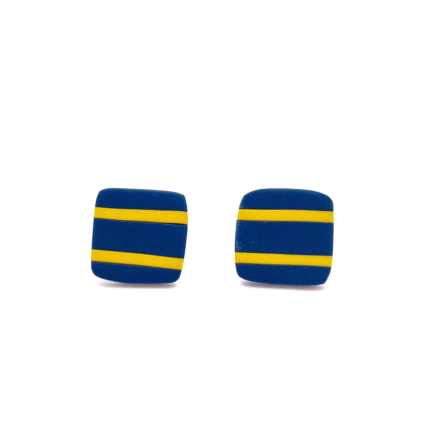 Blue and Yellow Striped Square Stud