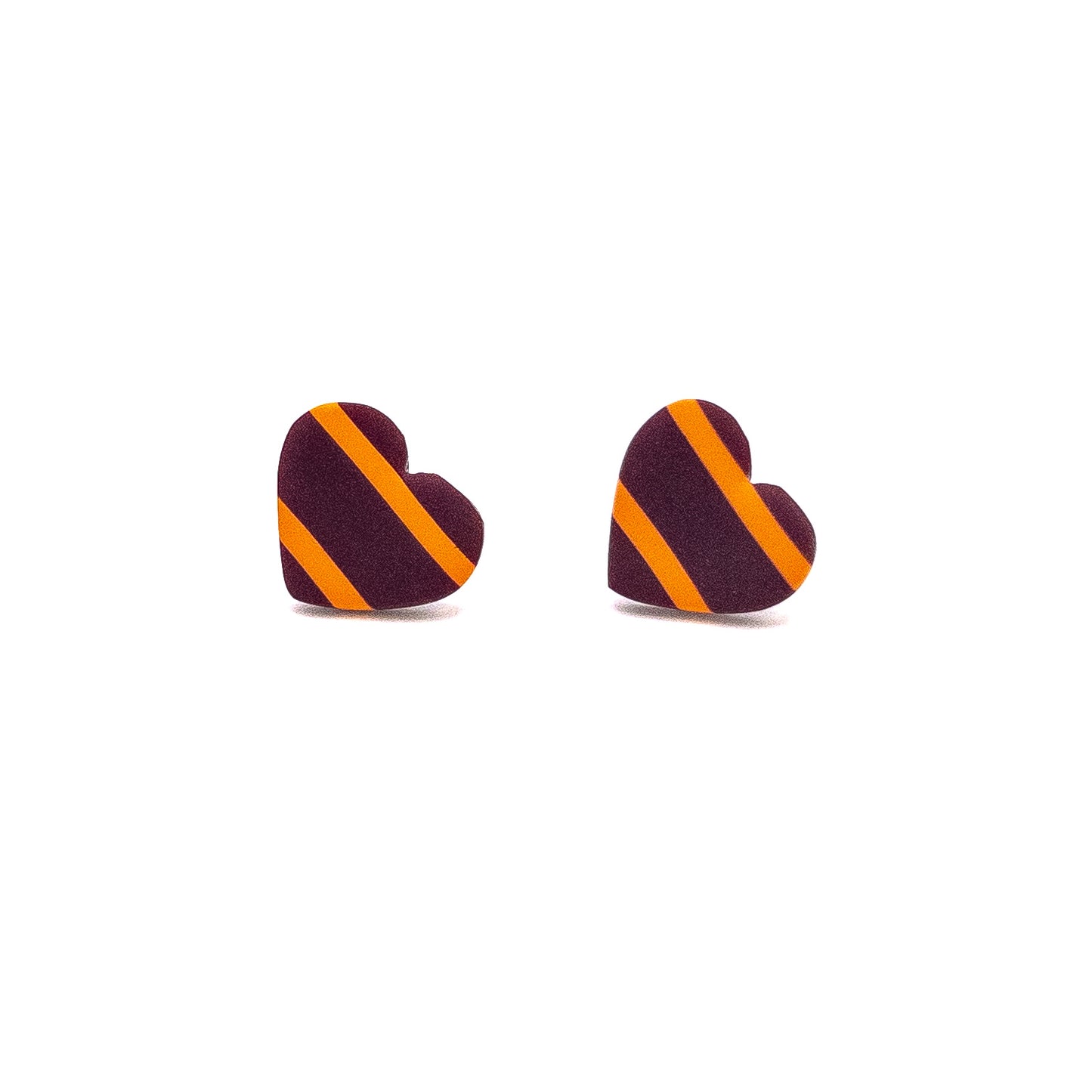 Maroon and Orange Striped, Heart Stud