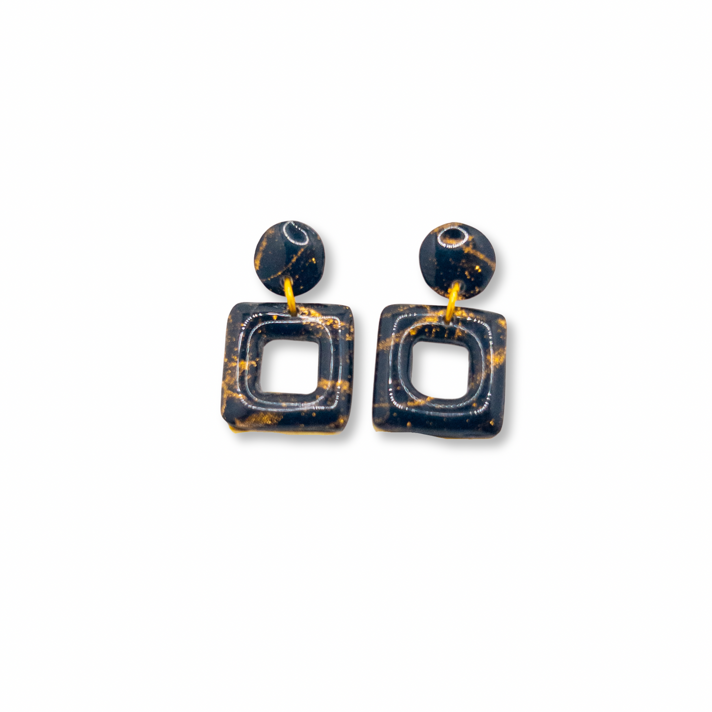Black and Gold Marble, Square Donut Dangle
