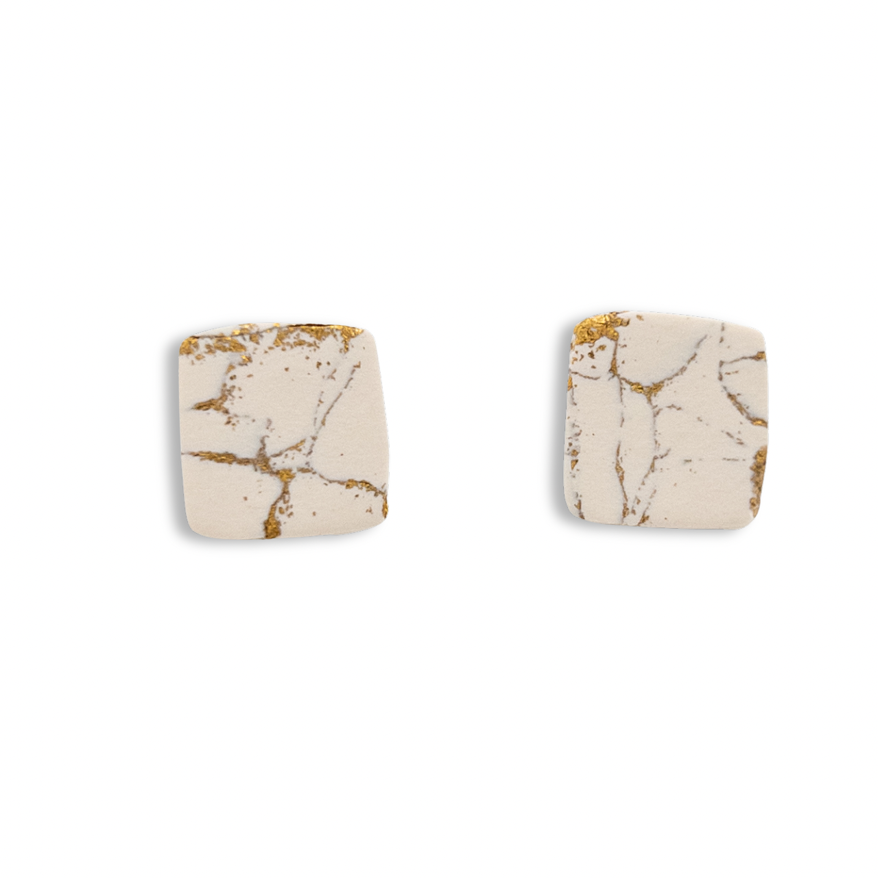 Gold-flecked Cream, Square Stud