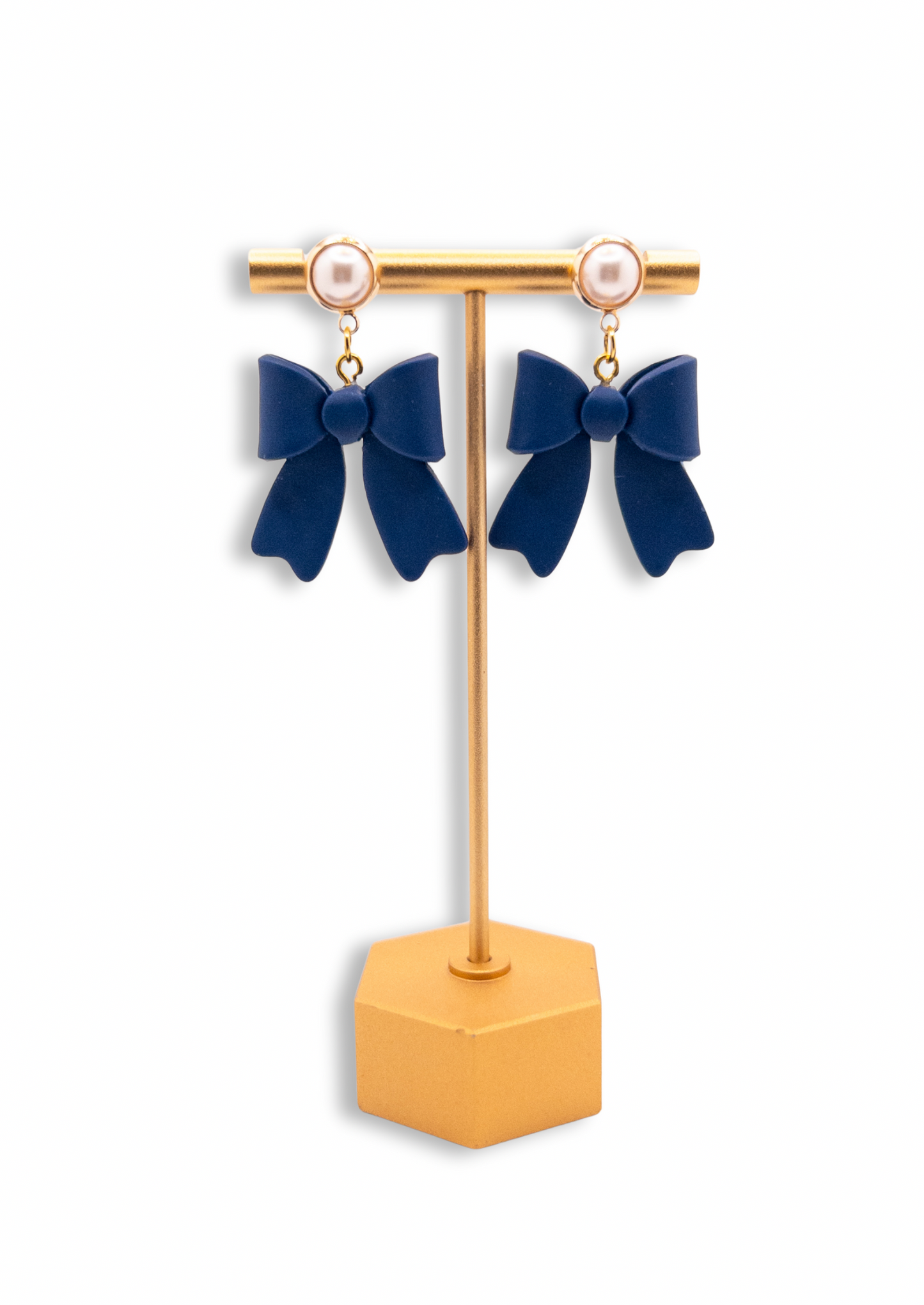 Bow Dangle, Navy and Pearl