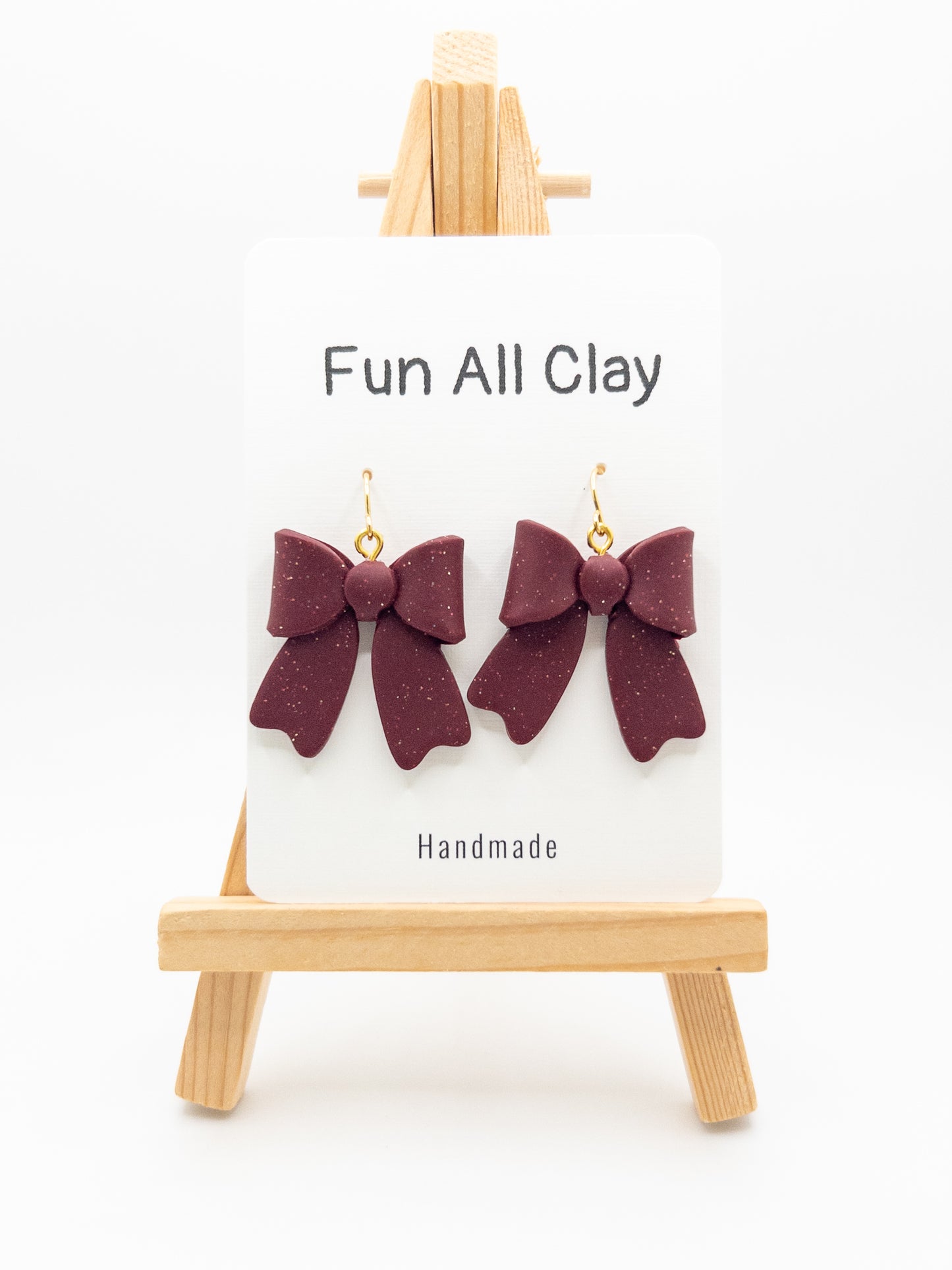 Bow Dangle, Garnet Red and Gold Sparkle