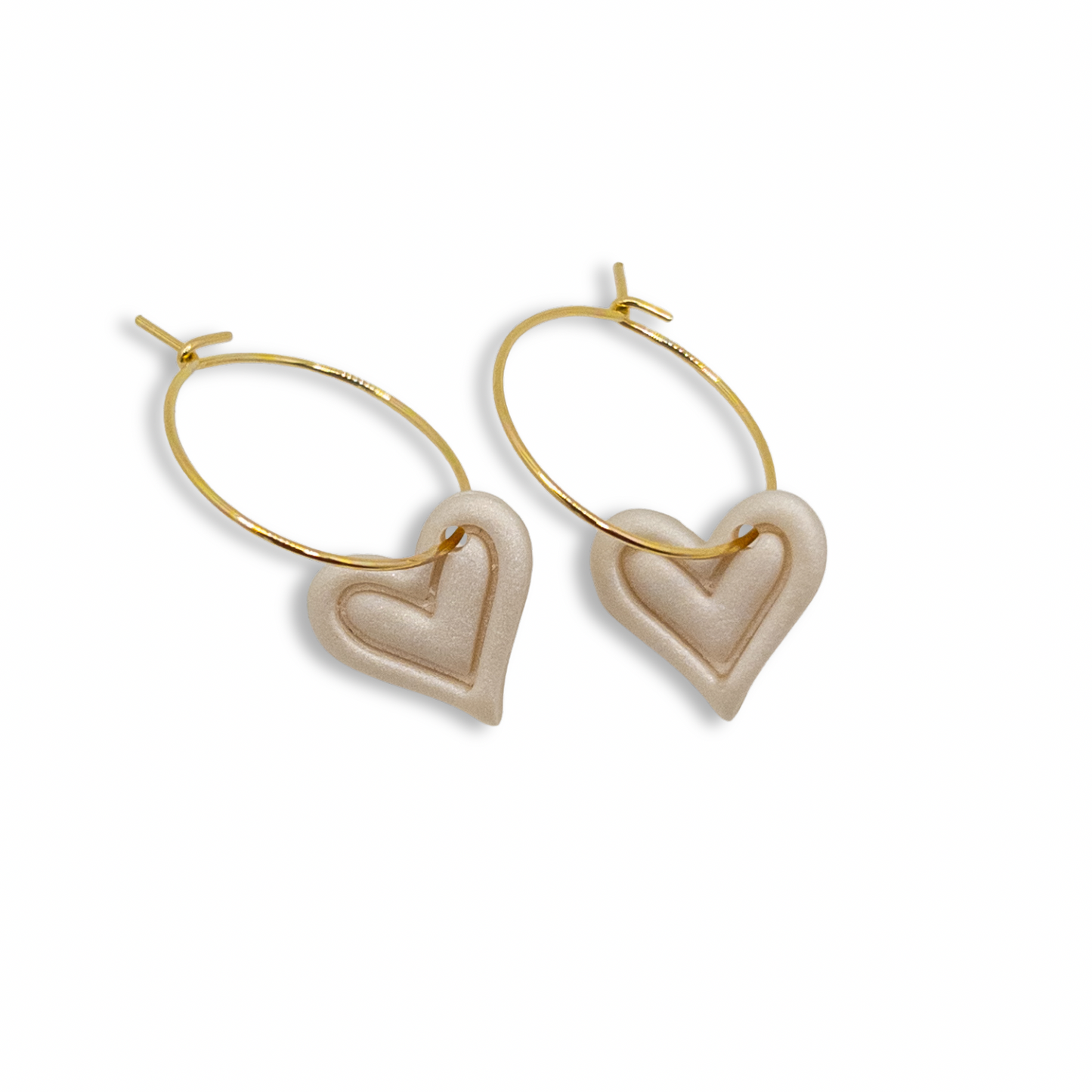 Sweetheart Hoop Earrings, Pearl Shimmer