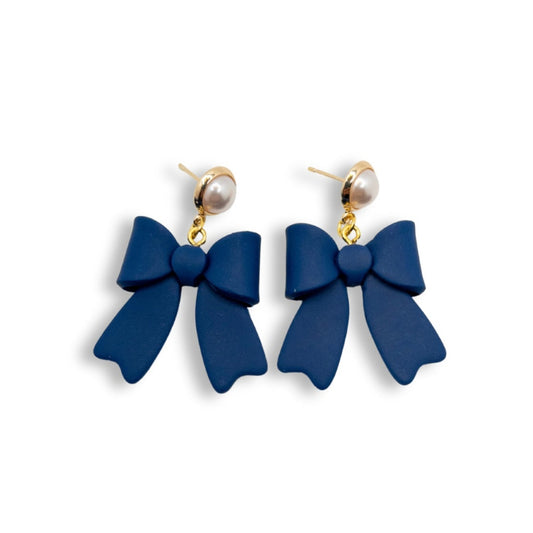 Bow Dangle, Navy and Pearl