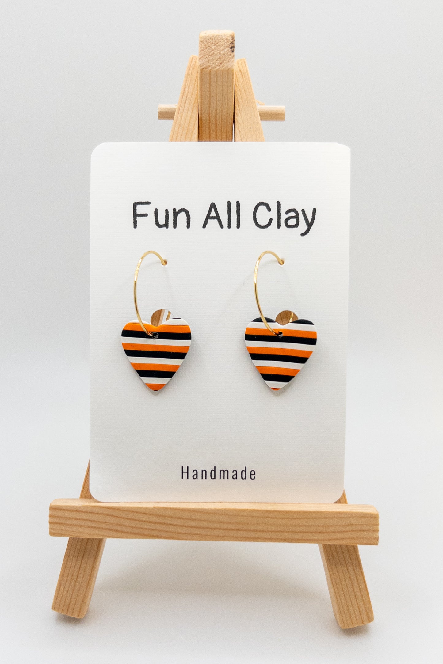 Bethel Park Orange, Black and White Striped Large Heart Hoop
