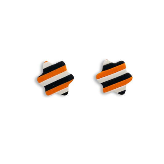 Bethel Park Orange, Black and White Striped Mini Flower Stud