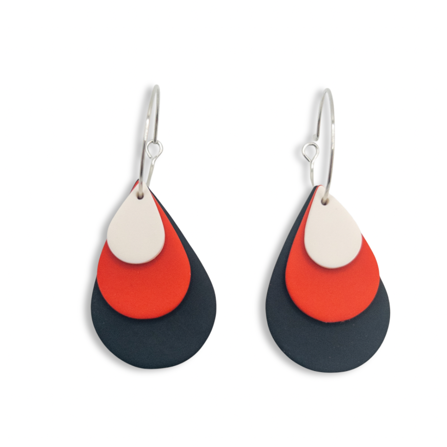 Upper St. Clair Black, Red and White Layered Tear Drop