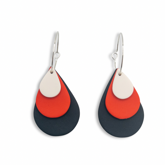 Upper St. Clair Black, Red and White Layered Tear Drop