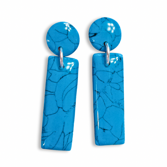 Turquoise and Black Marbled Laura Dangle