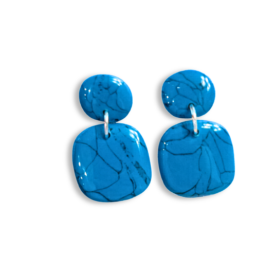 Turquoise and Black Marbled Katie Dangle