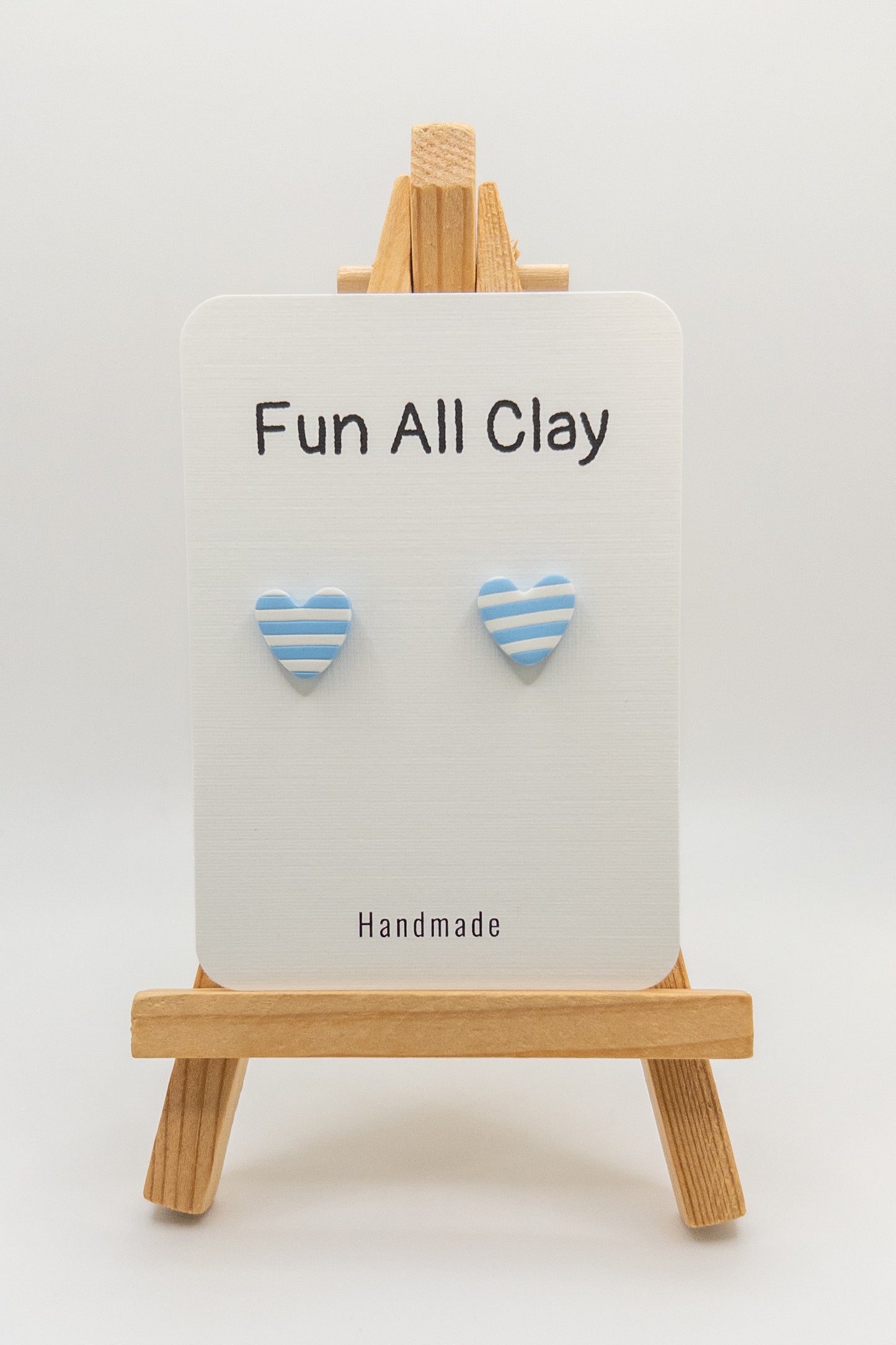 Blue and White Striped Mini Heart Stud