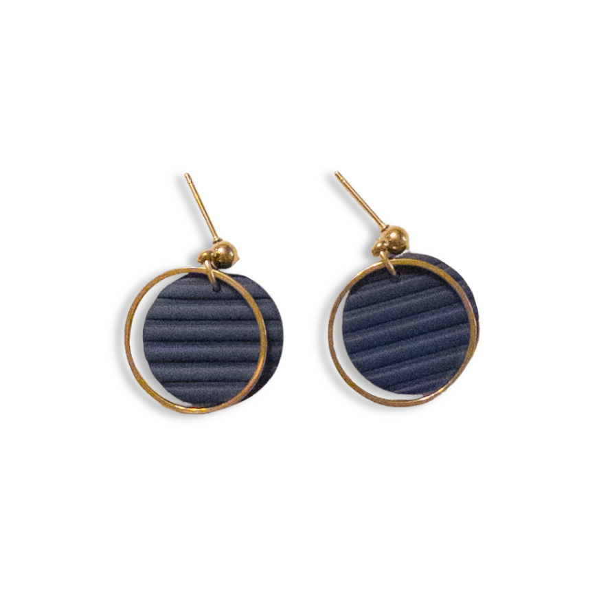 Ribbed Circle with Gold Ring Overlay - multiple colors available