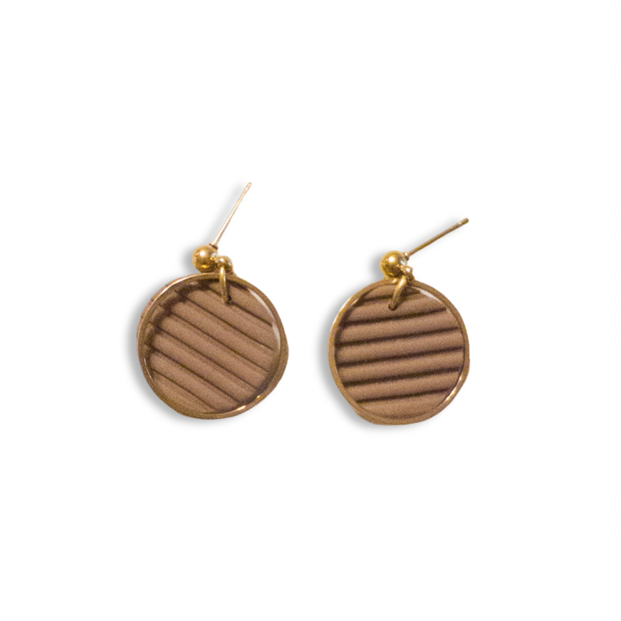 Ribbed Circle with Gold Ring Overlay - multiple colors available