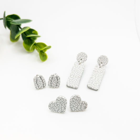 Grey and White Mosaic Earrings