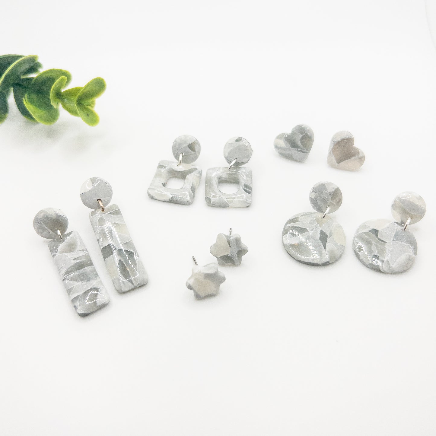 Light Grey Sea Glass Earrings