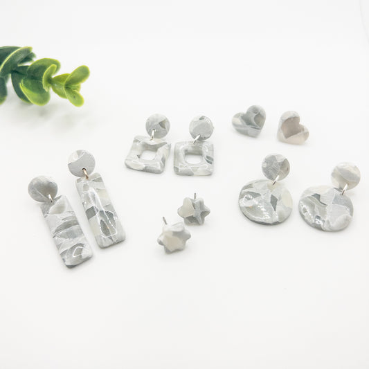 Light Grey Sea Glass Earrings