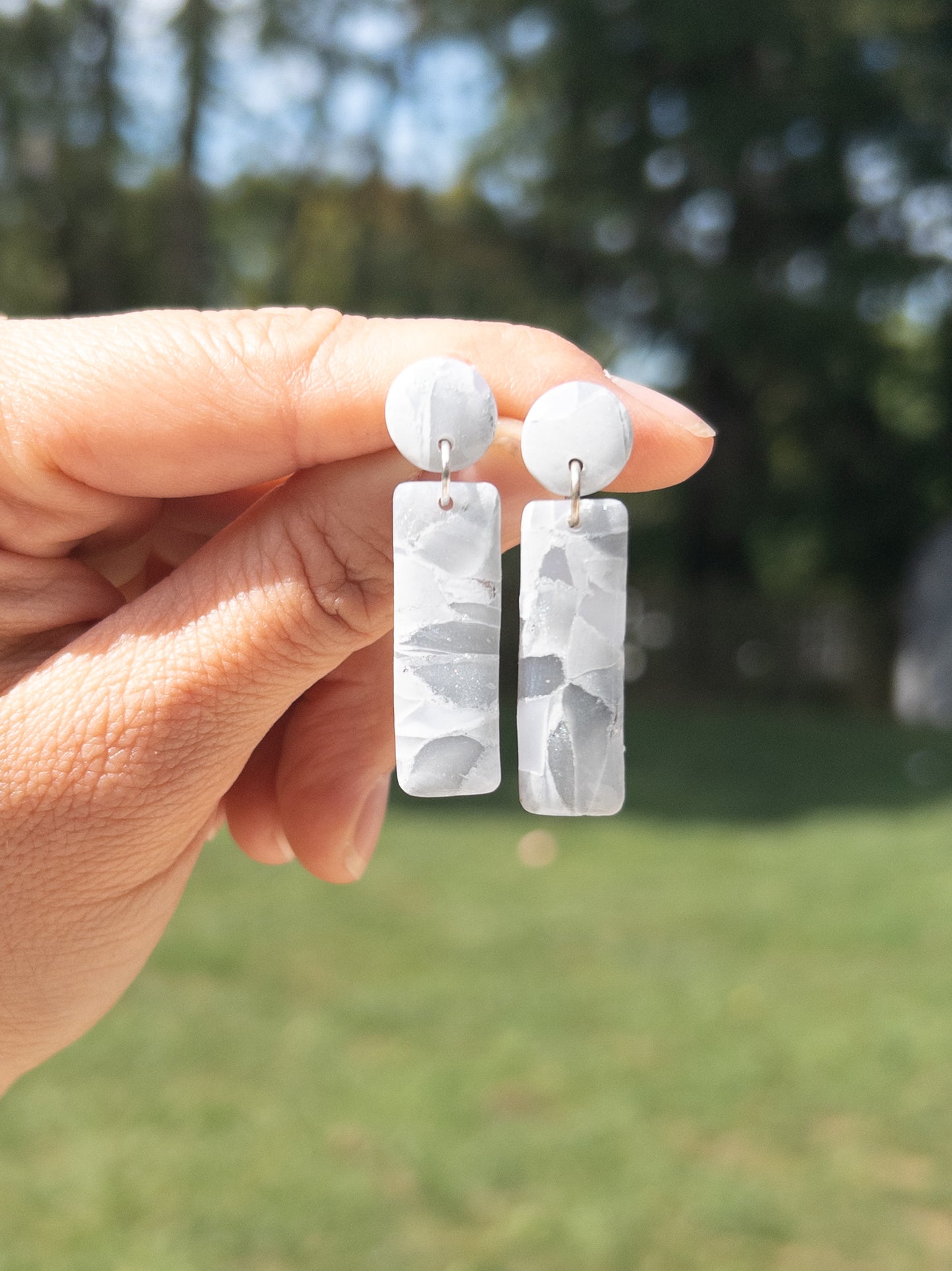 Light Grey Sea Glass Earrings