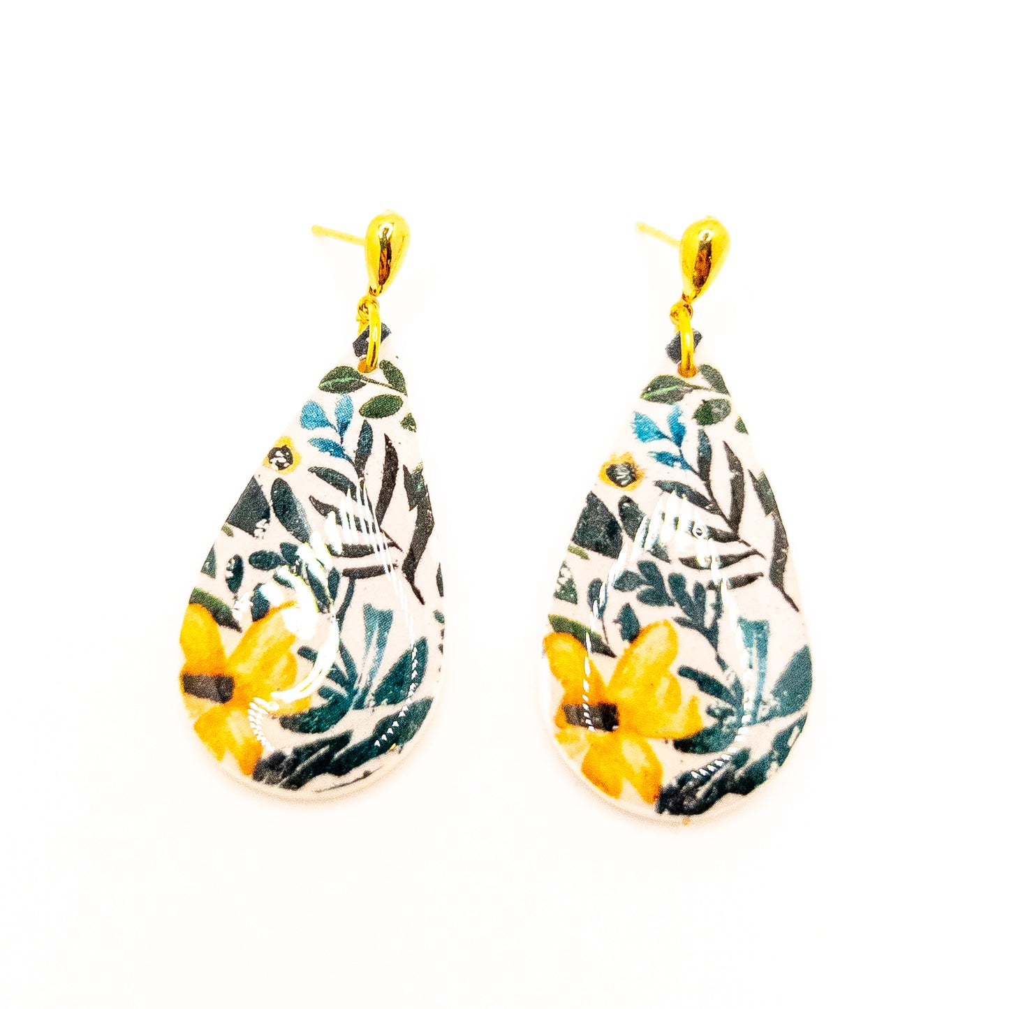 Golden Wild Bloom Large Teardrop Dangle