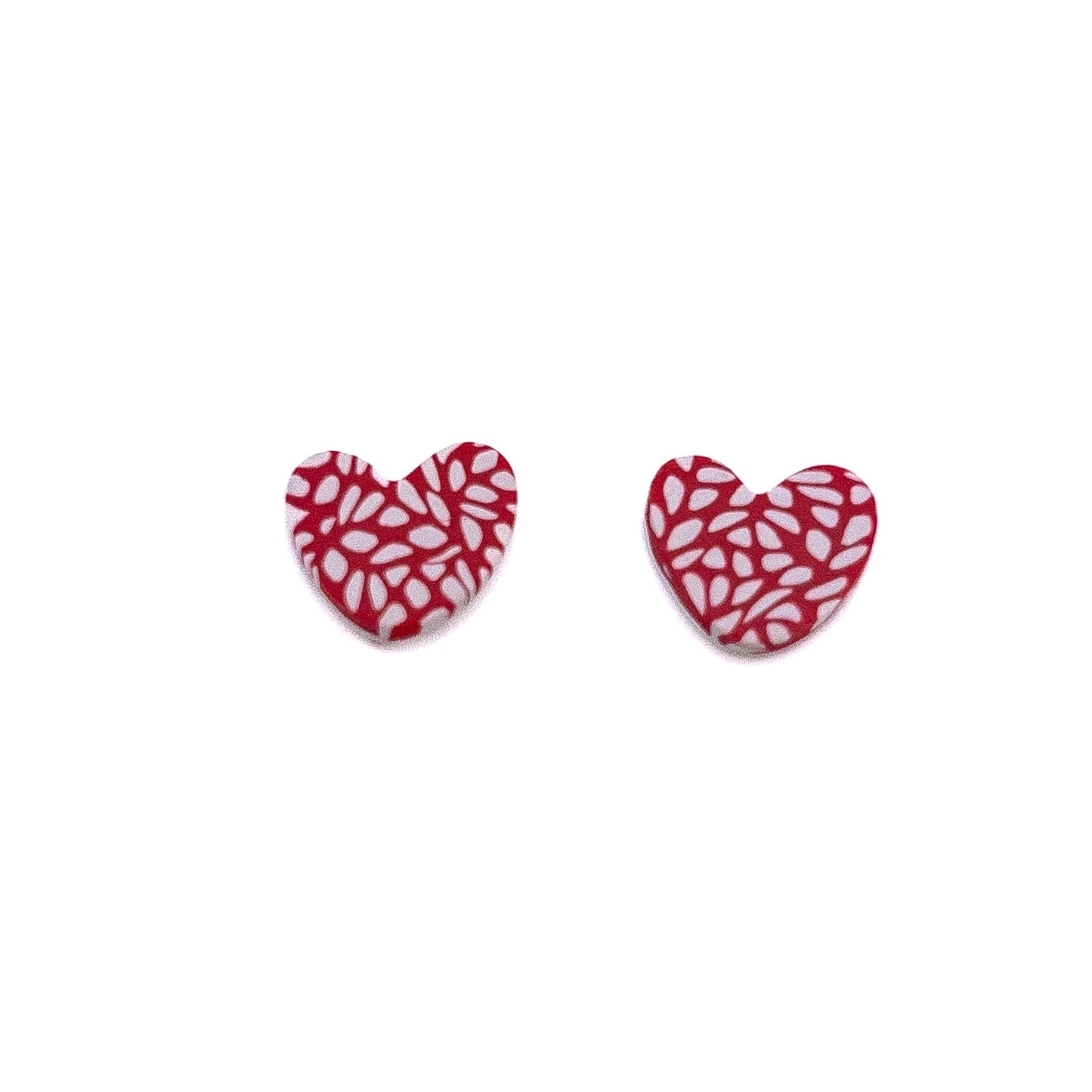 Scarlet and Grey Mosaic, Mini Heart Stud