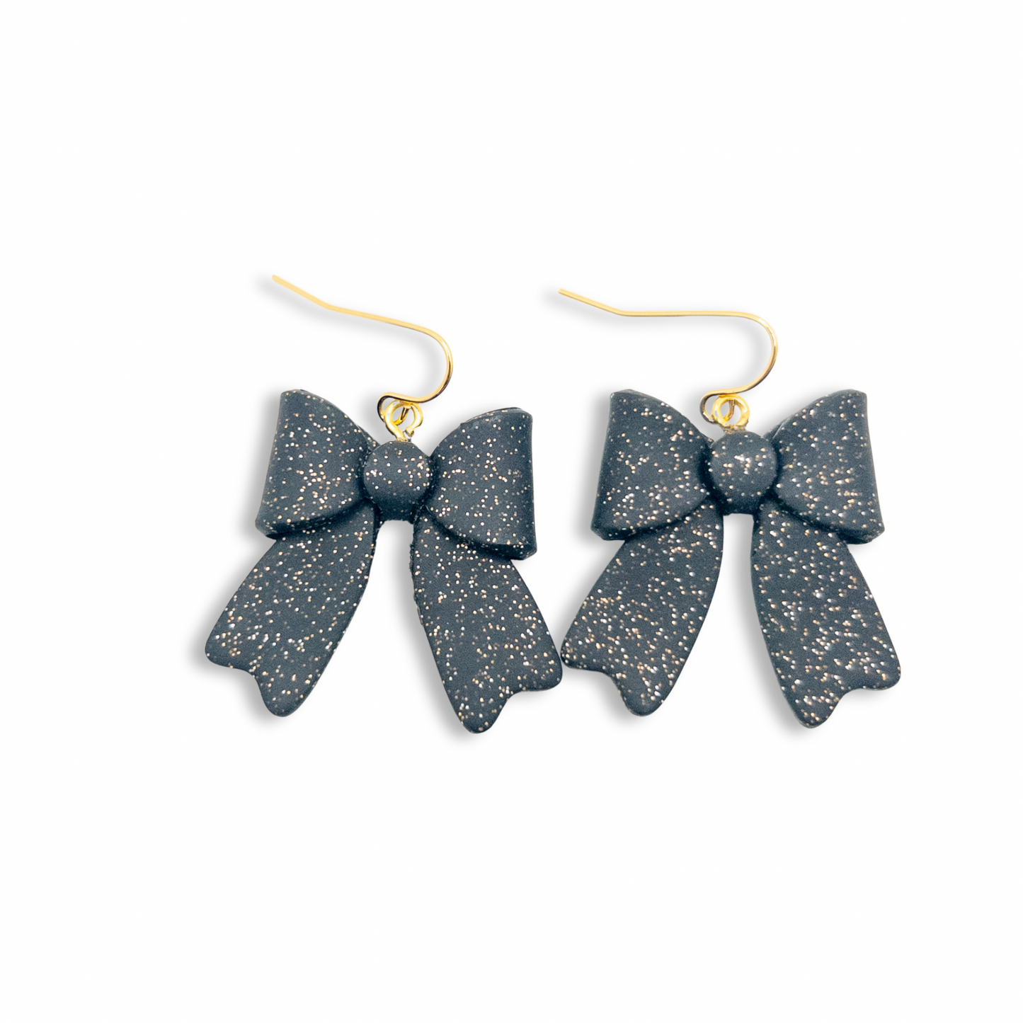 Bow Dangle, Black with Silver and Gold Specks