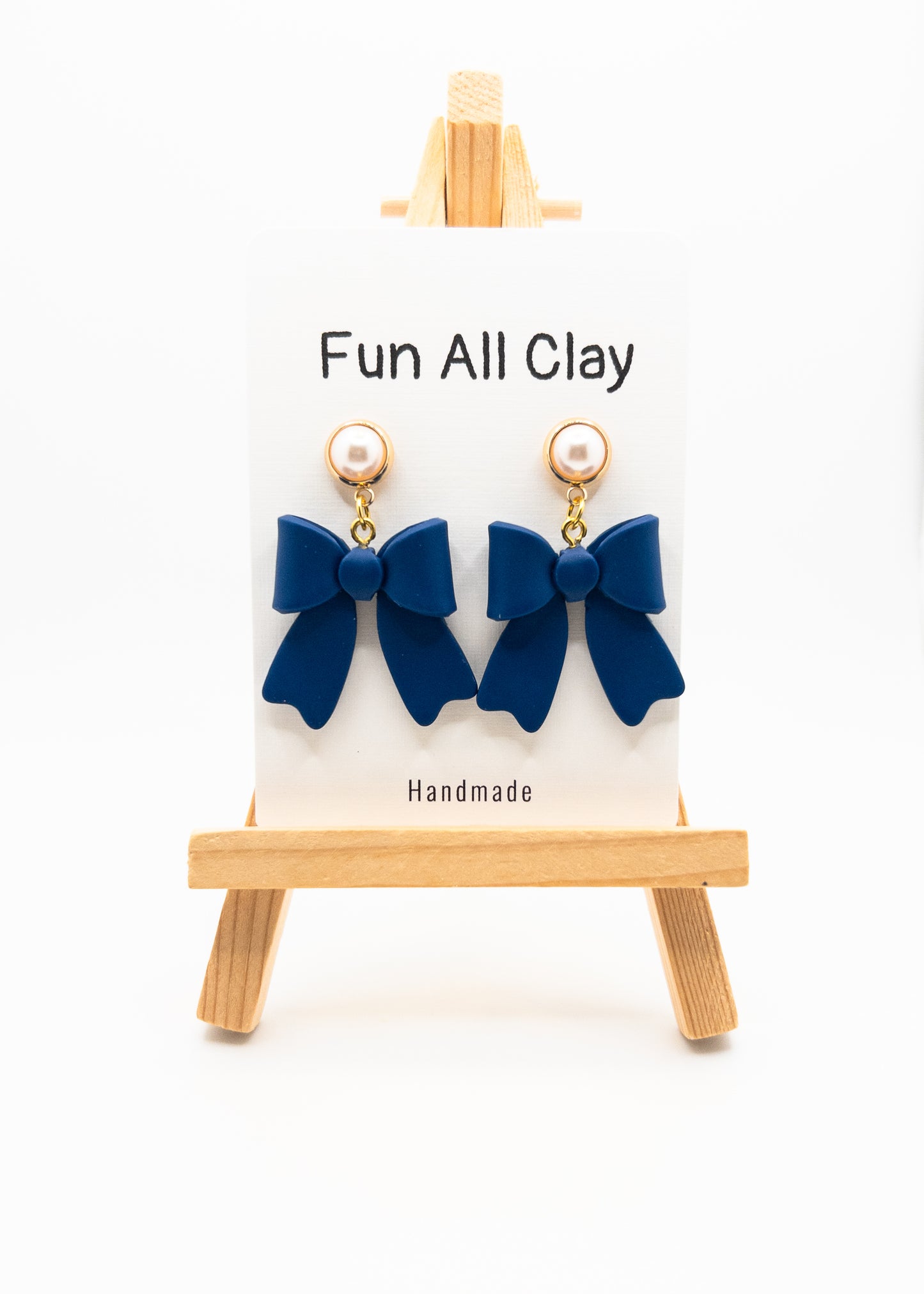 Bow Dangle, Navy and Pearl