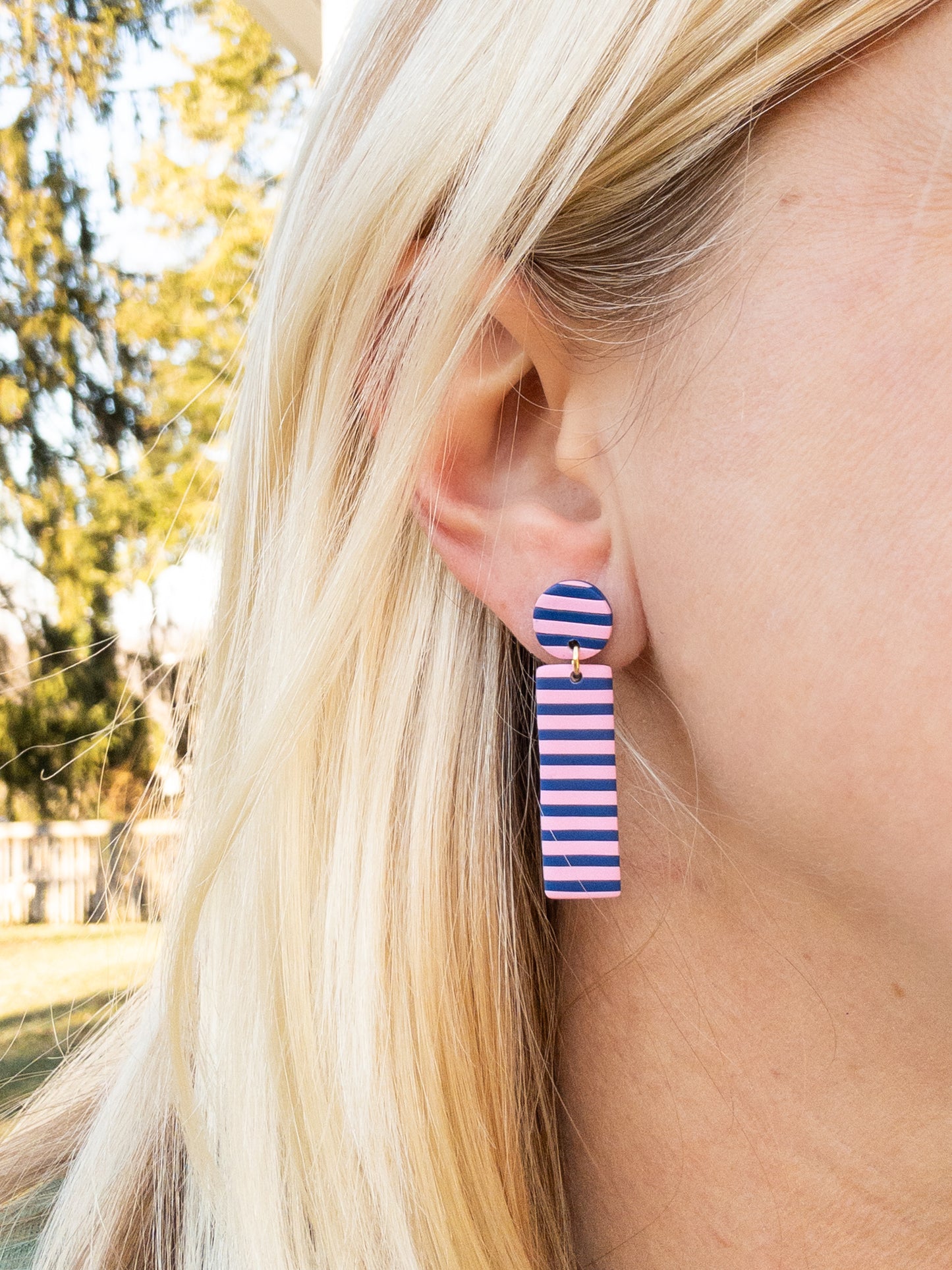 Laura Dangle, Navy and Pink Stripes