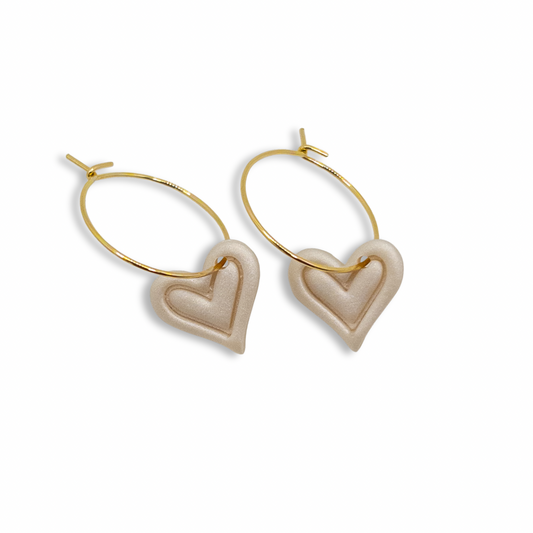 Sweetheart Hoop Earrings, Pearl Shimmer